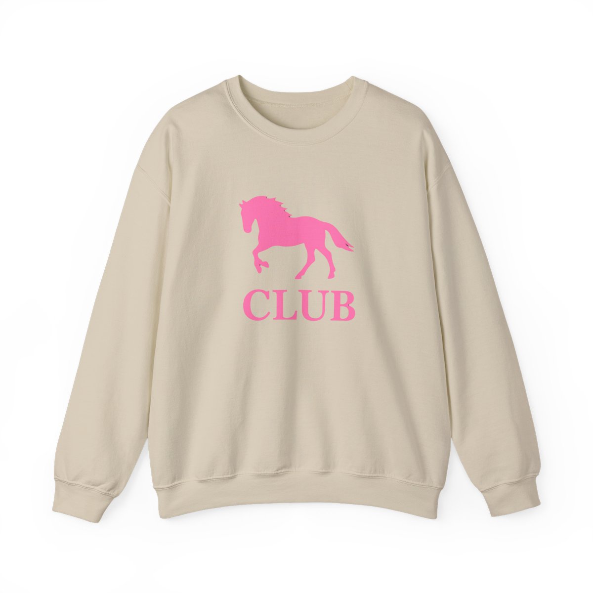 Black sweatshirt with a pink silhouette of a horse and the word "CLUB" printed on the front. - alternate angle 4, merchandise