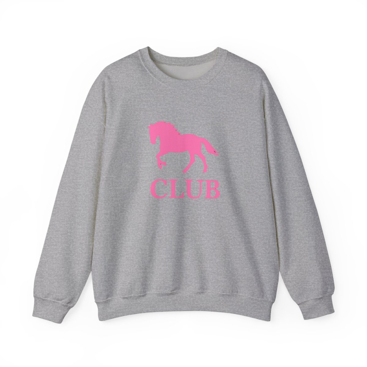 Black sweatshirt with a pink silhouette of a horse and the word "CLUB" printed on the front. - alternate angle 5, merchandise