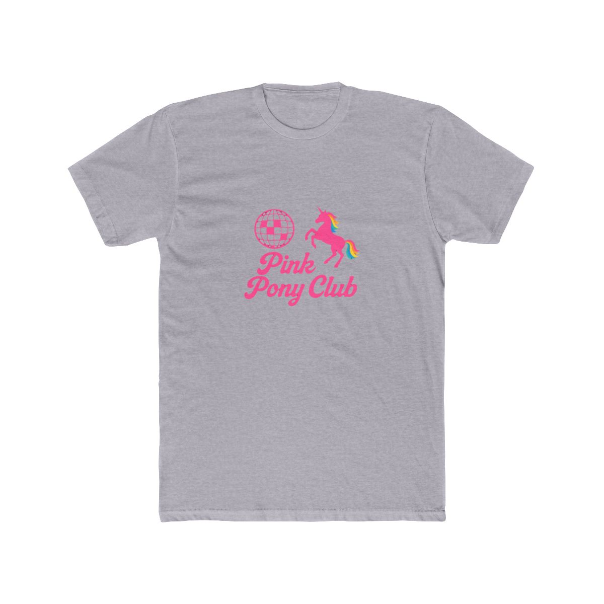 Black t-shirt with a pink disco ball, unicorn, and the text "Pink Pony Club". - alternate angle 3, merchandise