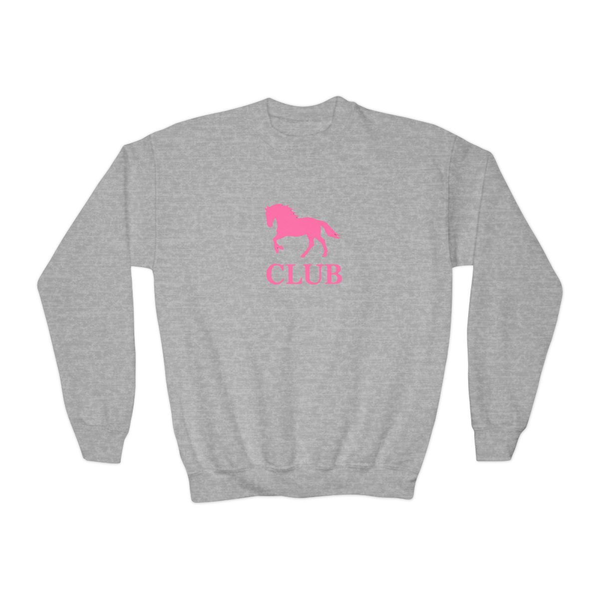Black sweatshirt with a pink silhouette of a horse and the word "CLUB" printed on the front. (Kids) - alternate angle 3, merchandise