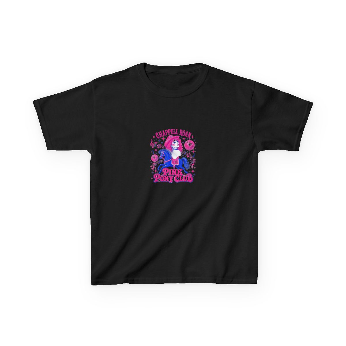 Chappell Roan "Pink Pony Club." Unisex Kids Tee - alternate angle 2, merchandise