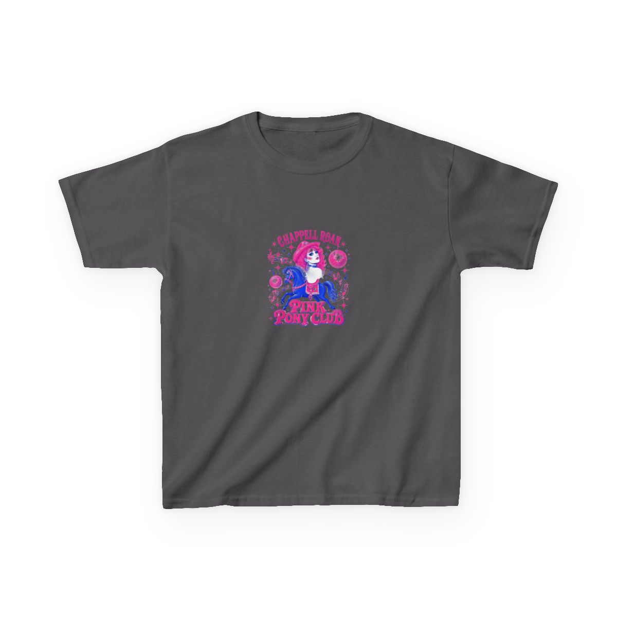Chappell Roan "Pink Pony Club." Unisex Kids Tee - alternate angle 4, merchandise